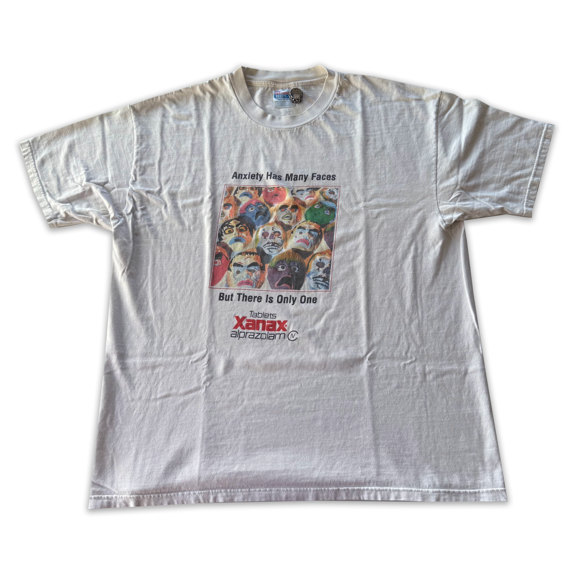 Vintage 1995 Xanax Alprazolam "Anxiety Has Many Faces" Tee