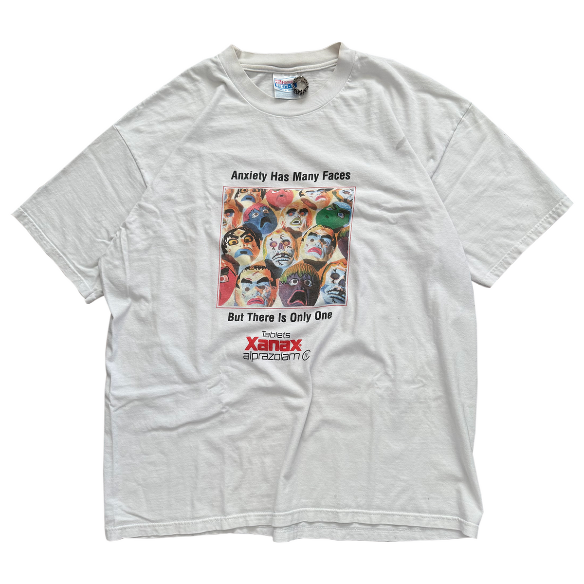 Vintage 1995 Xanax Alprazolam "Anxiety Has Many Faces" Tee
