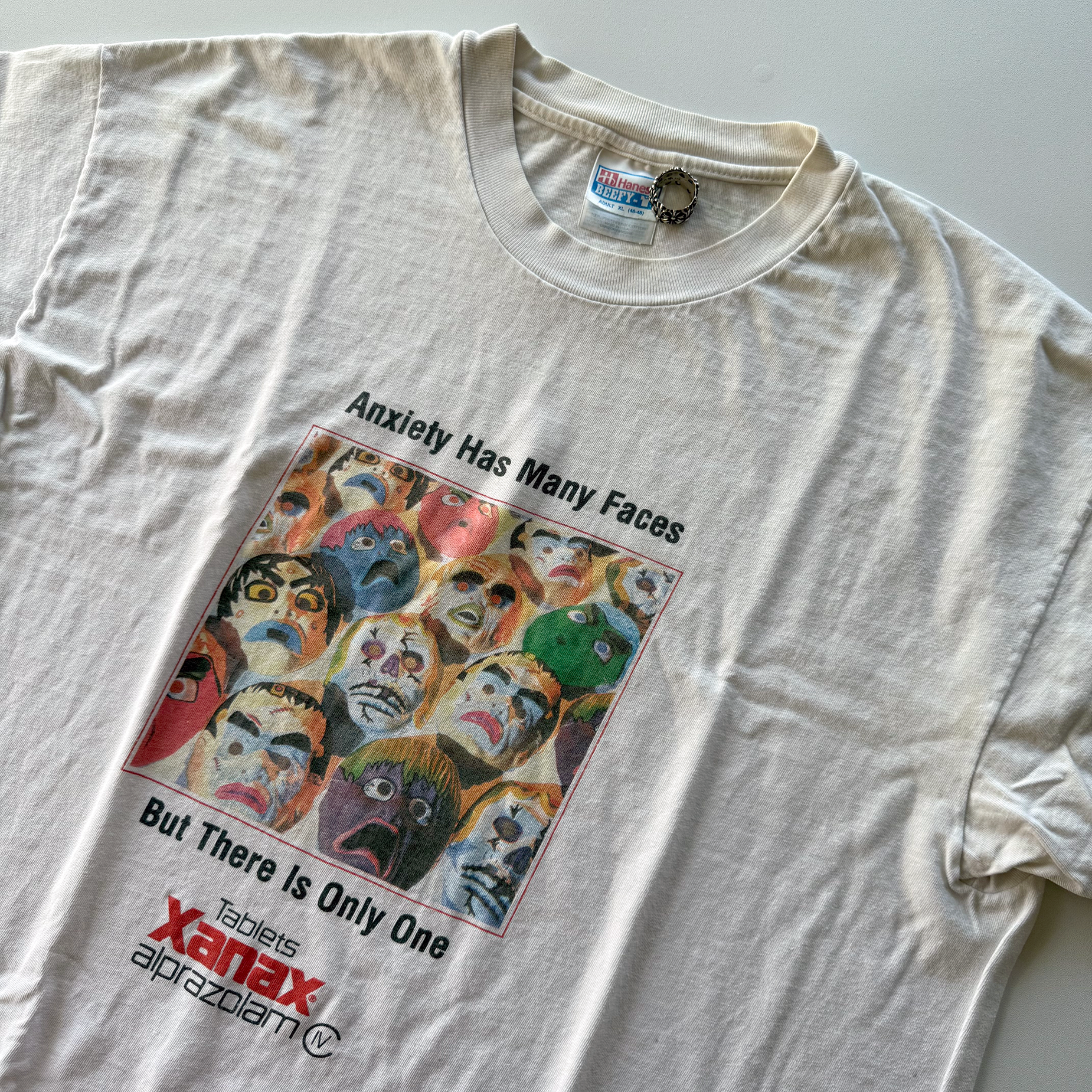Vintage 1995 Xanax Alprazolam "Anxiety Has Many Faces" Tee