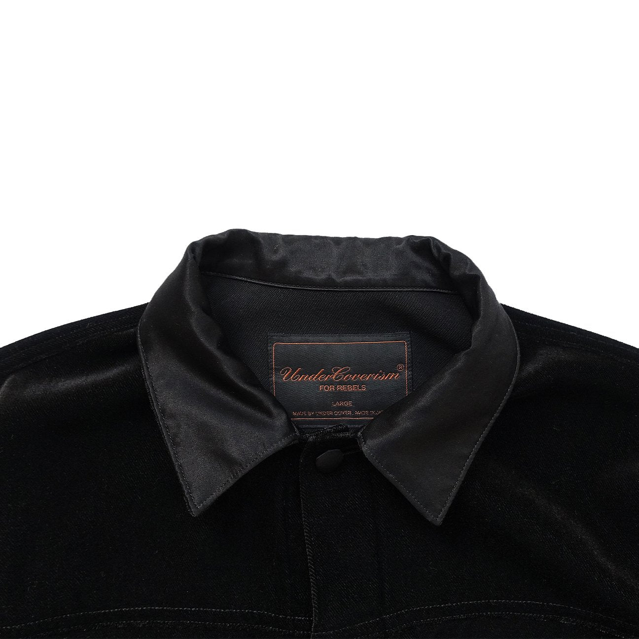 Undercover AW02 Witch's Cell Division Velvet Satin Trim Trucker Jacket