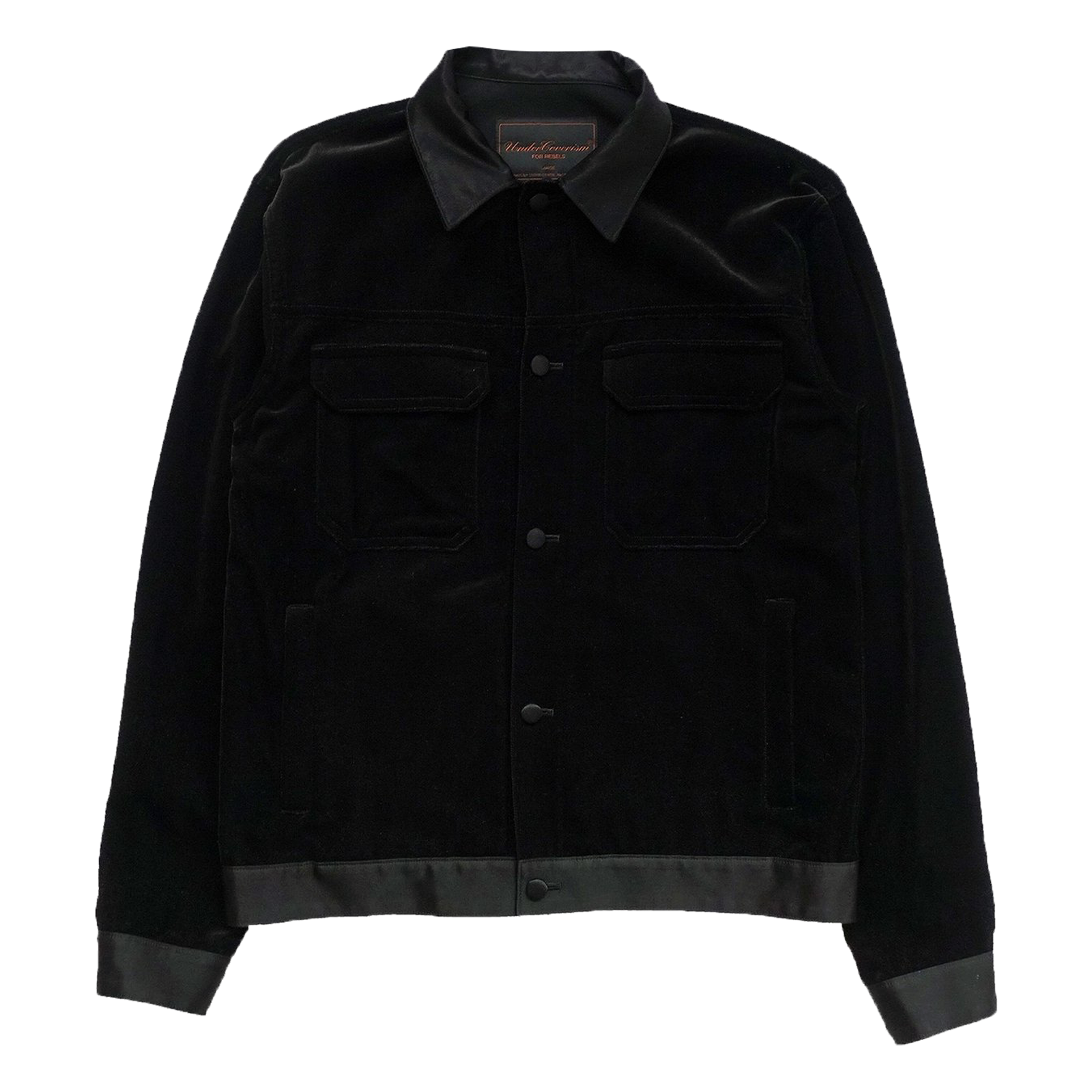 Undercover AW02 Witch's Cell Division Velvet Satin Trim Trucker Jacket