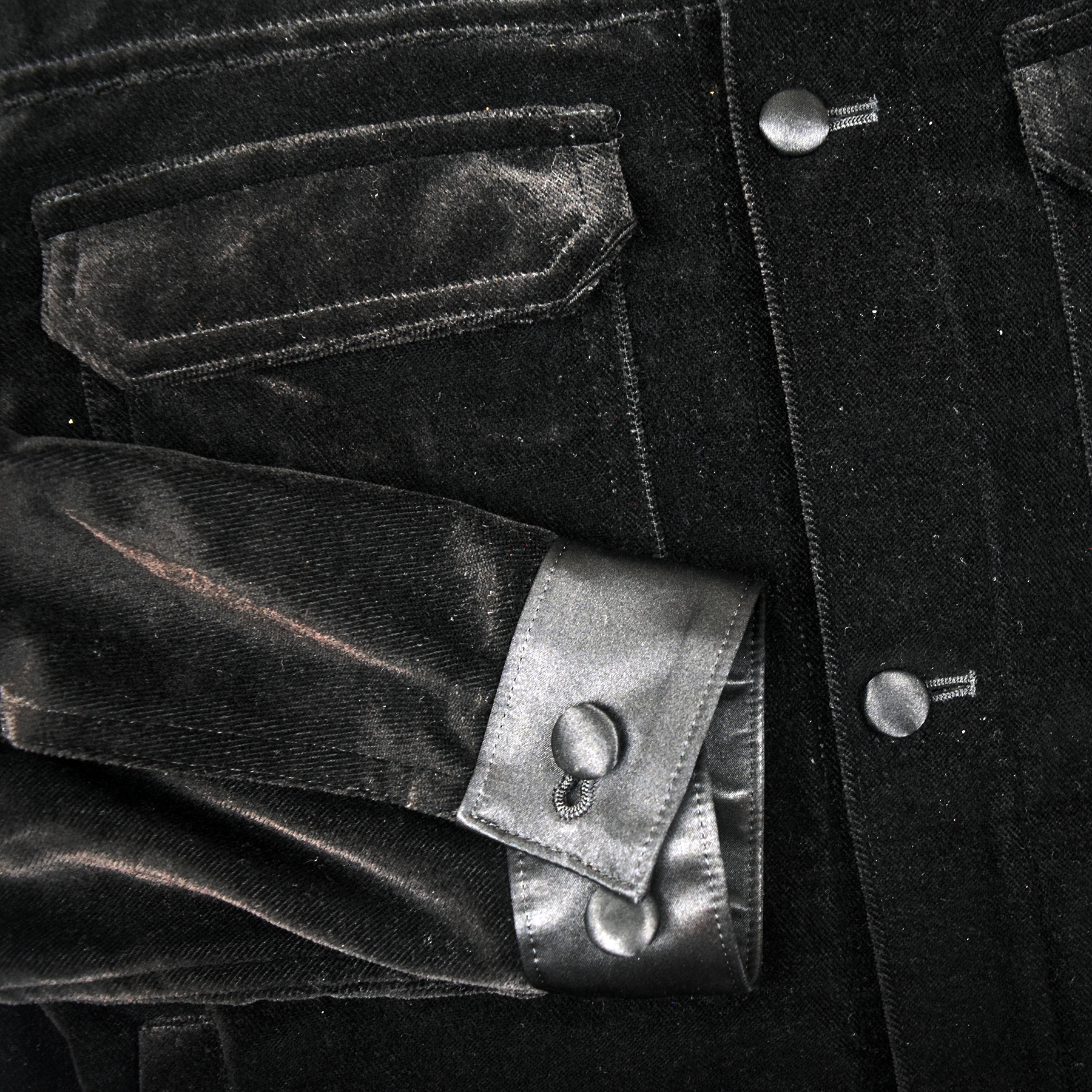 Undercover AW02 Witch's Cell Division Velvet Satin Trim Trucker Jacket