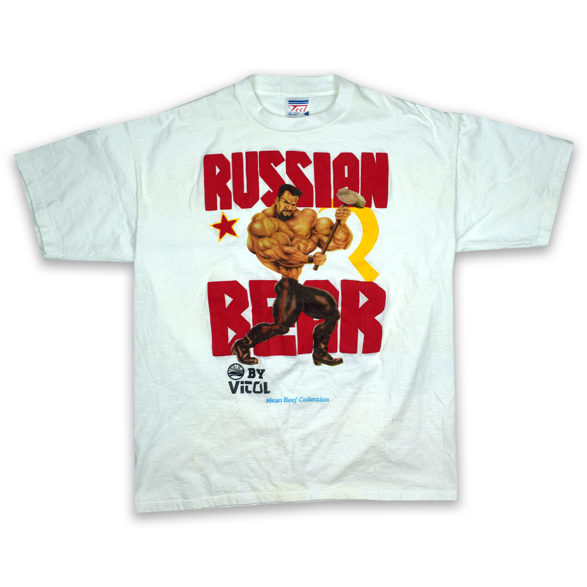 Vintage 1990s Russian Bear Soviet Powerlifter Tee