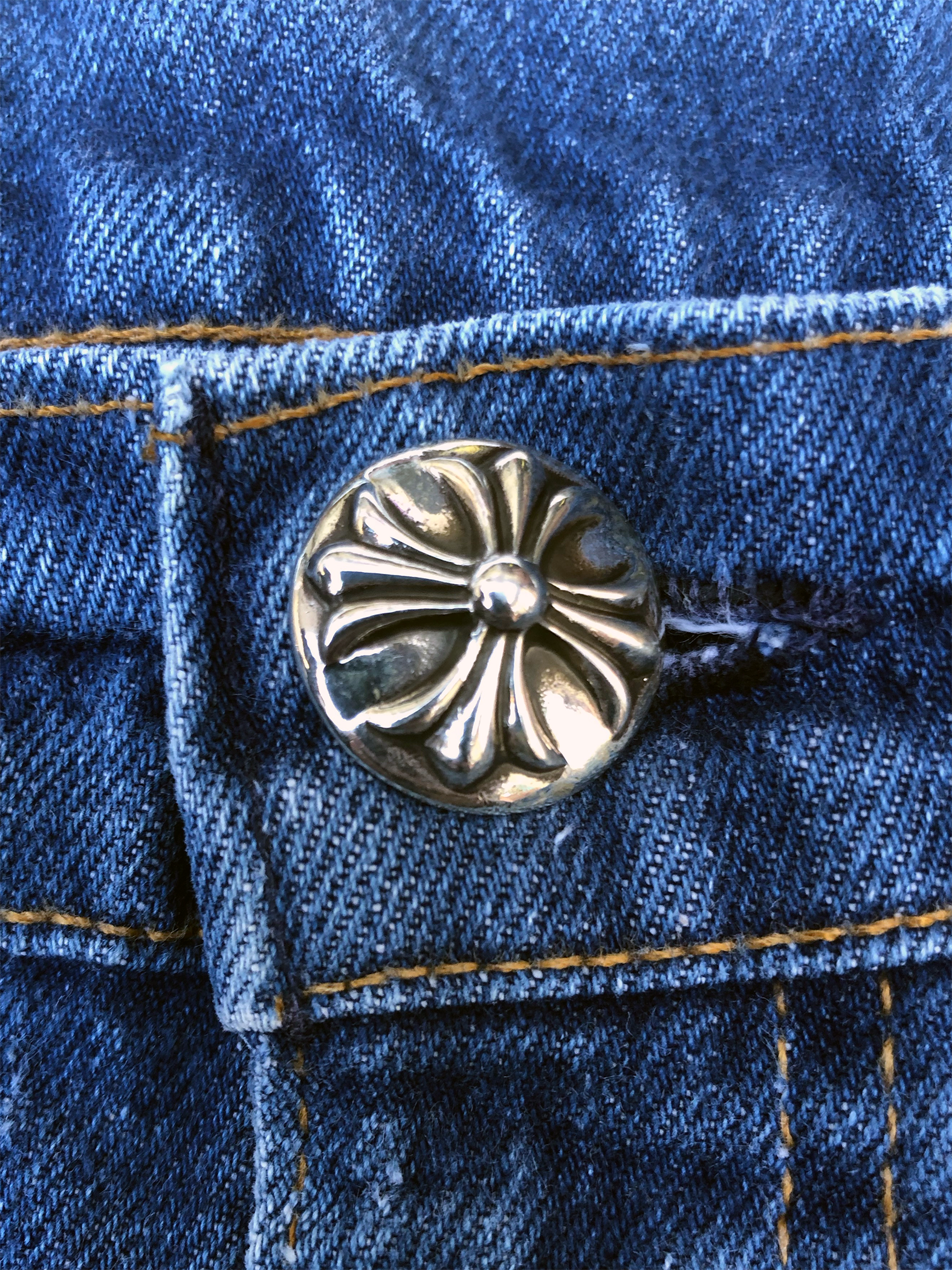 Chrome Hearts Cross Patch Denim Orange Tab 517s