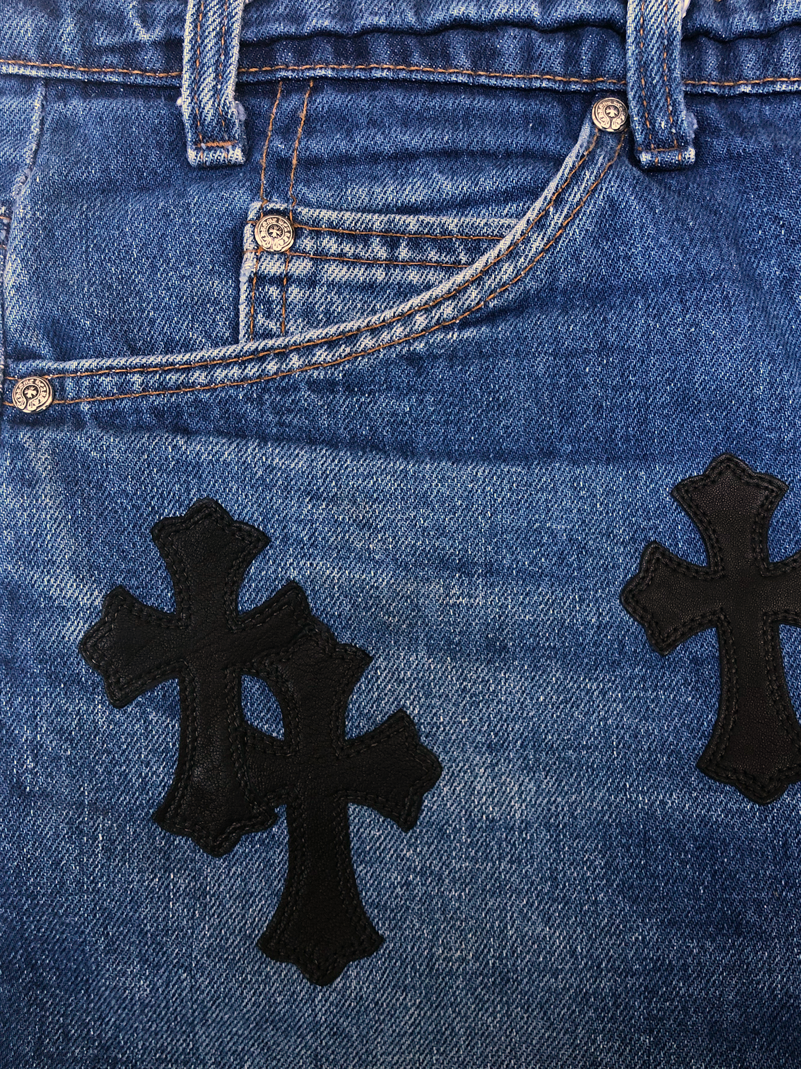 Chrome Hearts Cross Patch Denim Orange Tab 517s