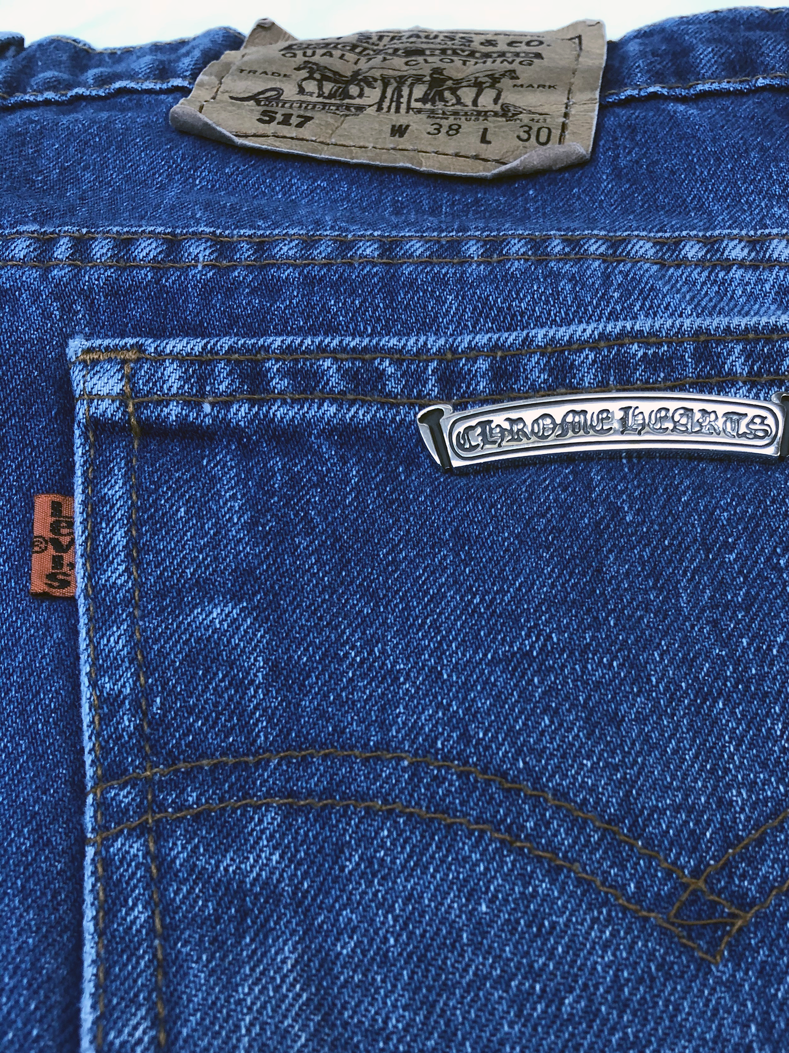 Chrome Hearts Cross Patch Denim Orange Tab 517s