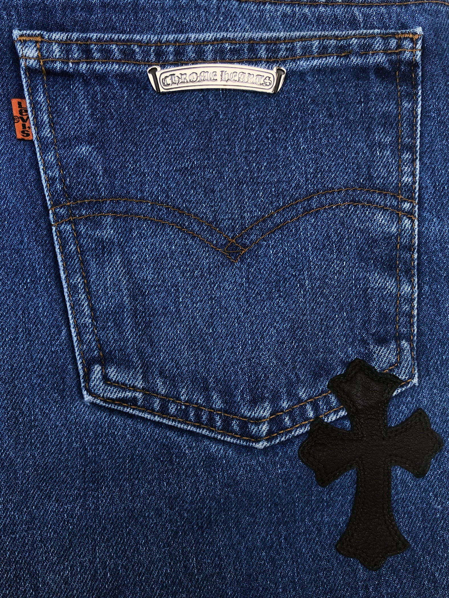 Chrome Hearts Cross Patch Denim Orange Tab 517s