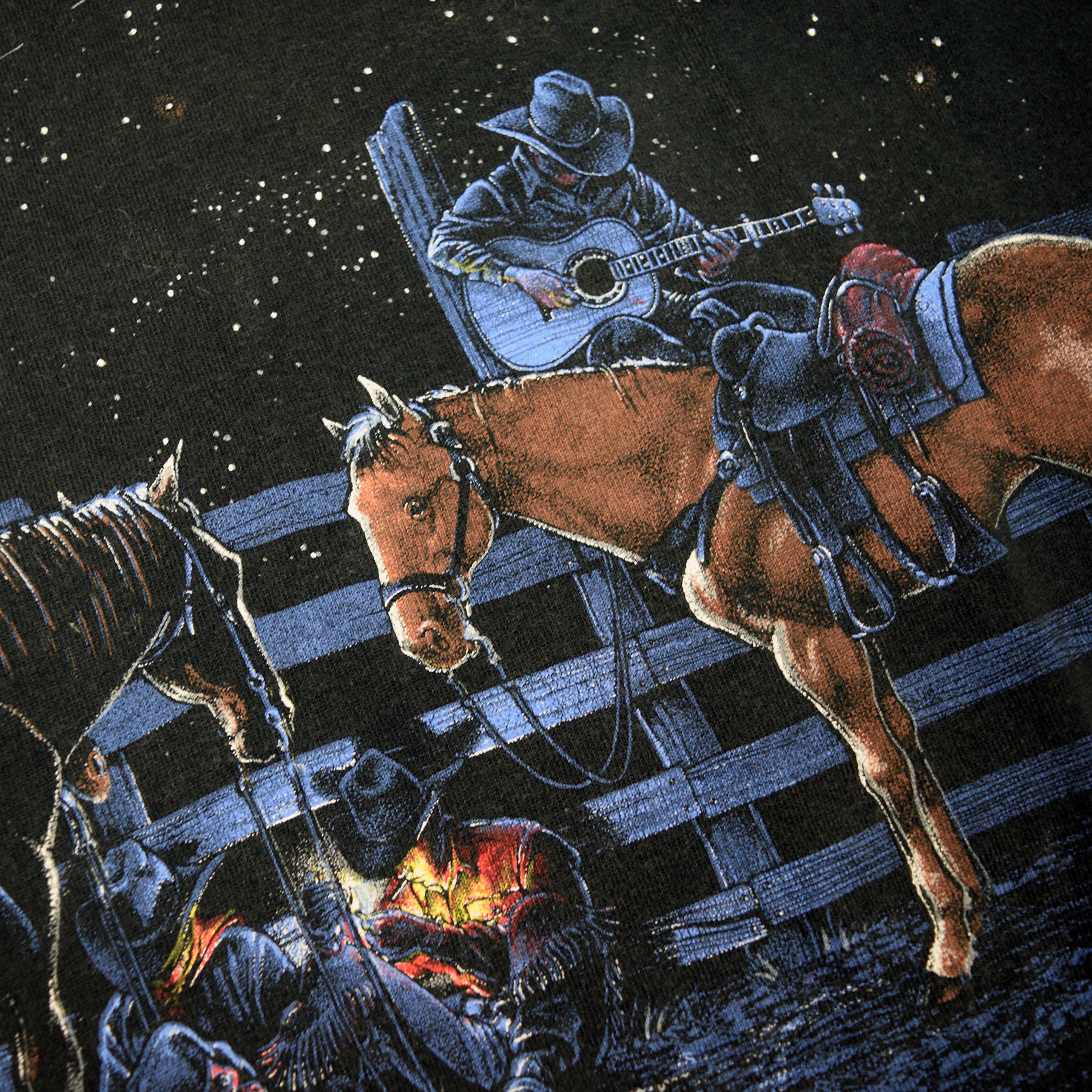 Vintage 1993 Wyoming Cowboy Camp Nature Scene Tee