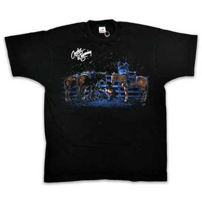 Vintage 1993 Wyoming Cowboy Camp Nature Scene Tee