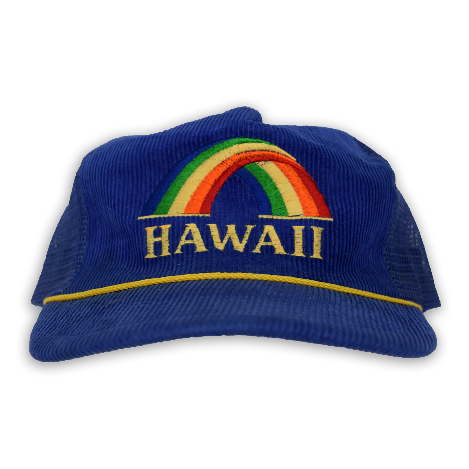 Vintage 1990s Hawaii Rainbow Corduroy Trucker Hat