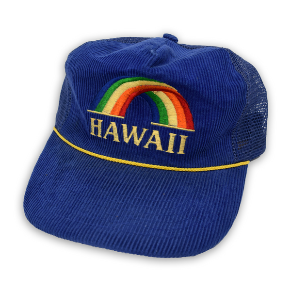 Vintage 1990s Hawaii Rainbow Corduroy Trucker Hat