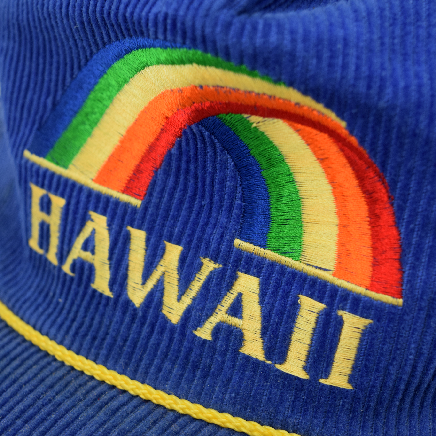 Vintage 1990s Hawaii Rainbow Corduroy Trucker Hat