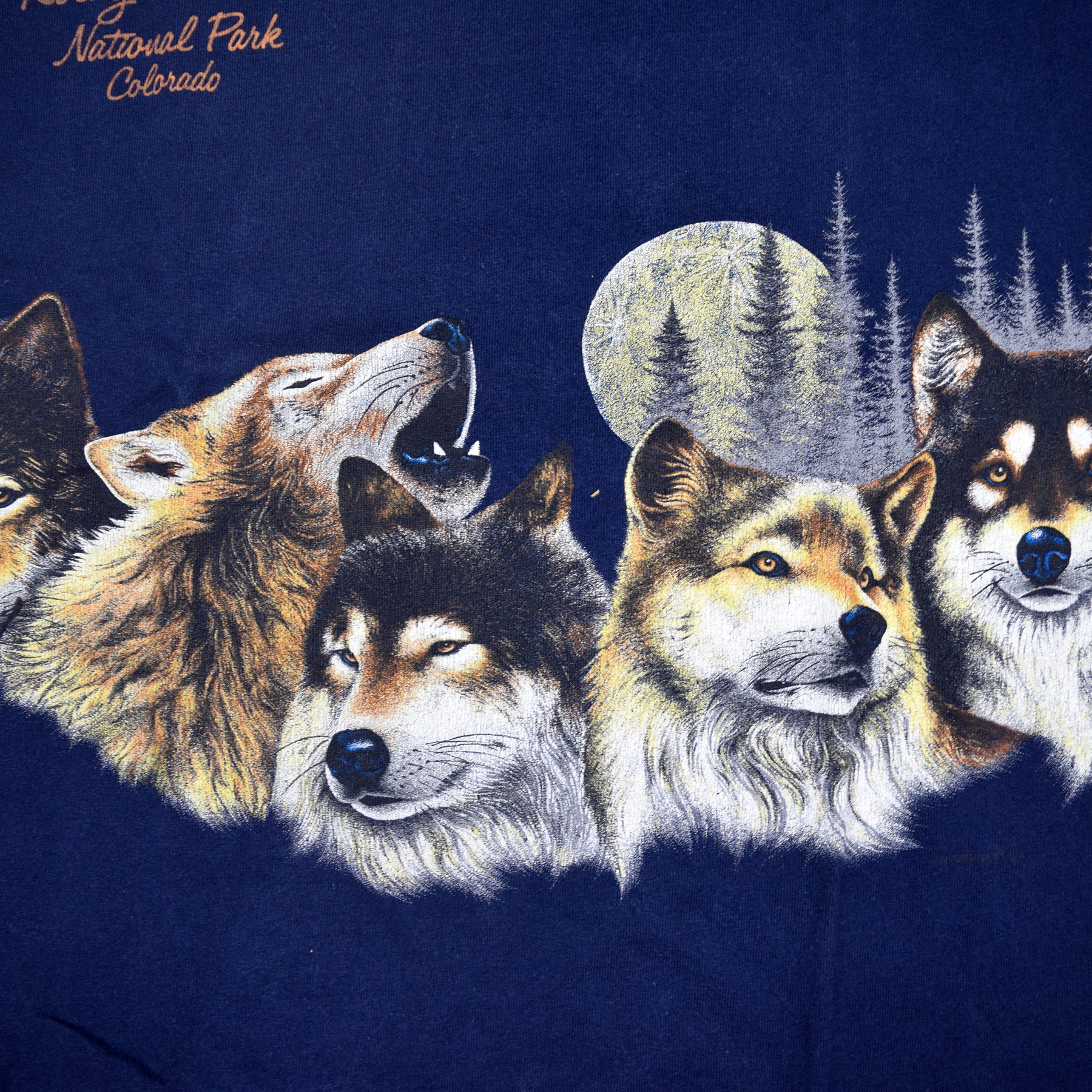 Vintage 1990s Rocky Mountain National Park Wolf Tee