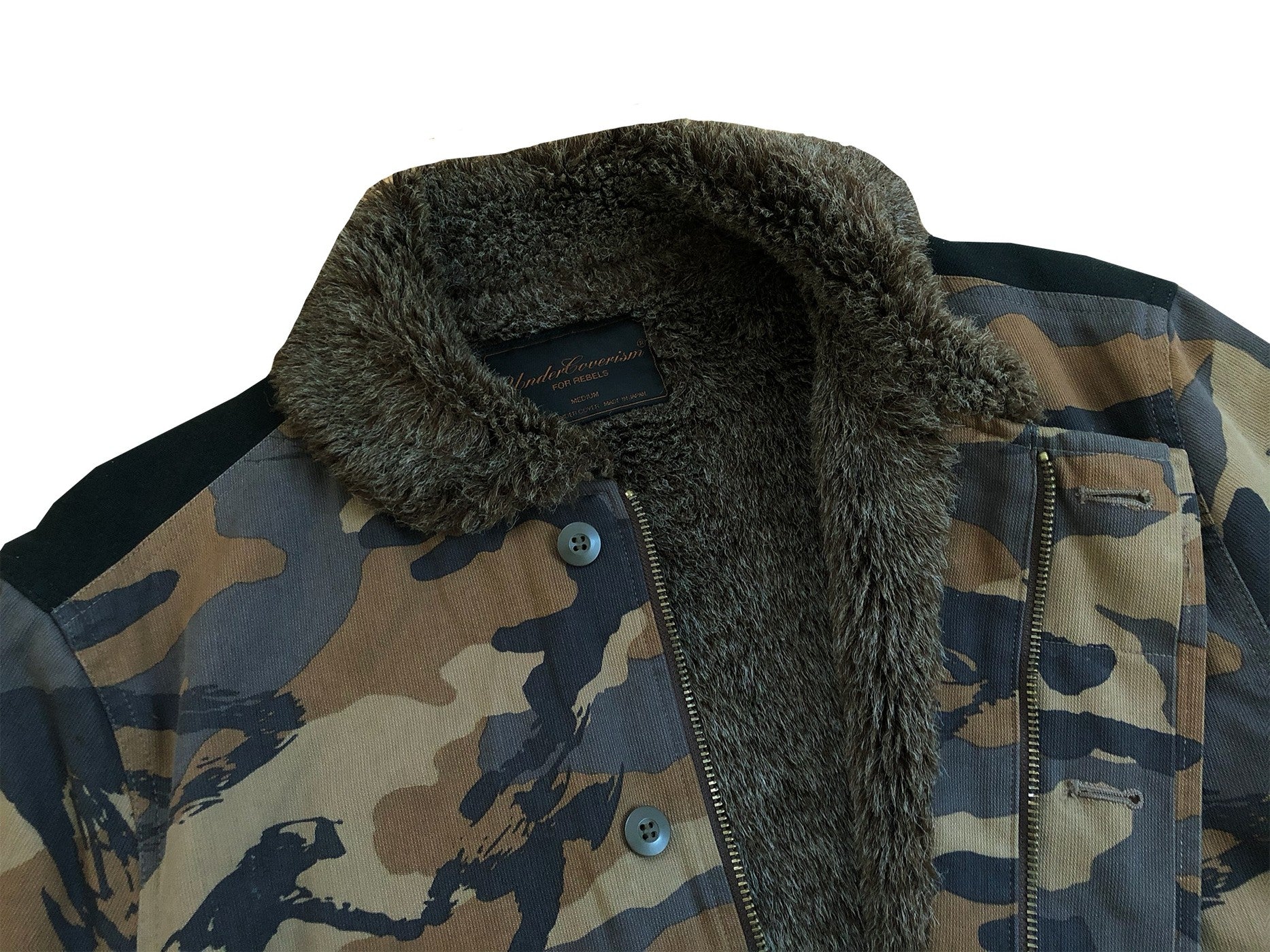 Undercover AW03 Paper Doll Hybrid Bush Laden Fur Lined Camo Jacket