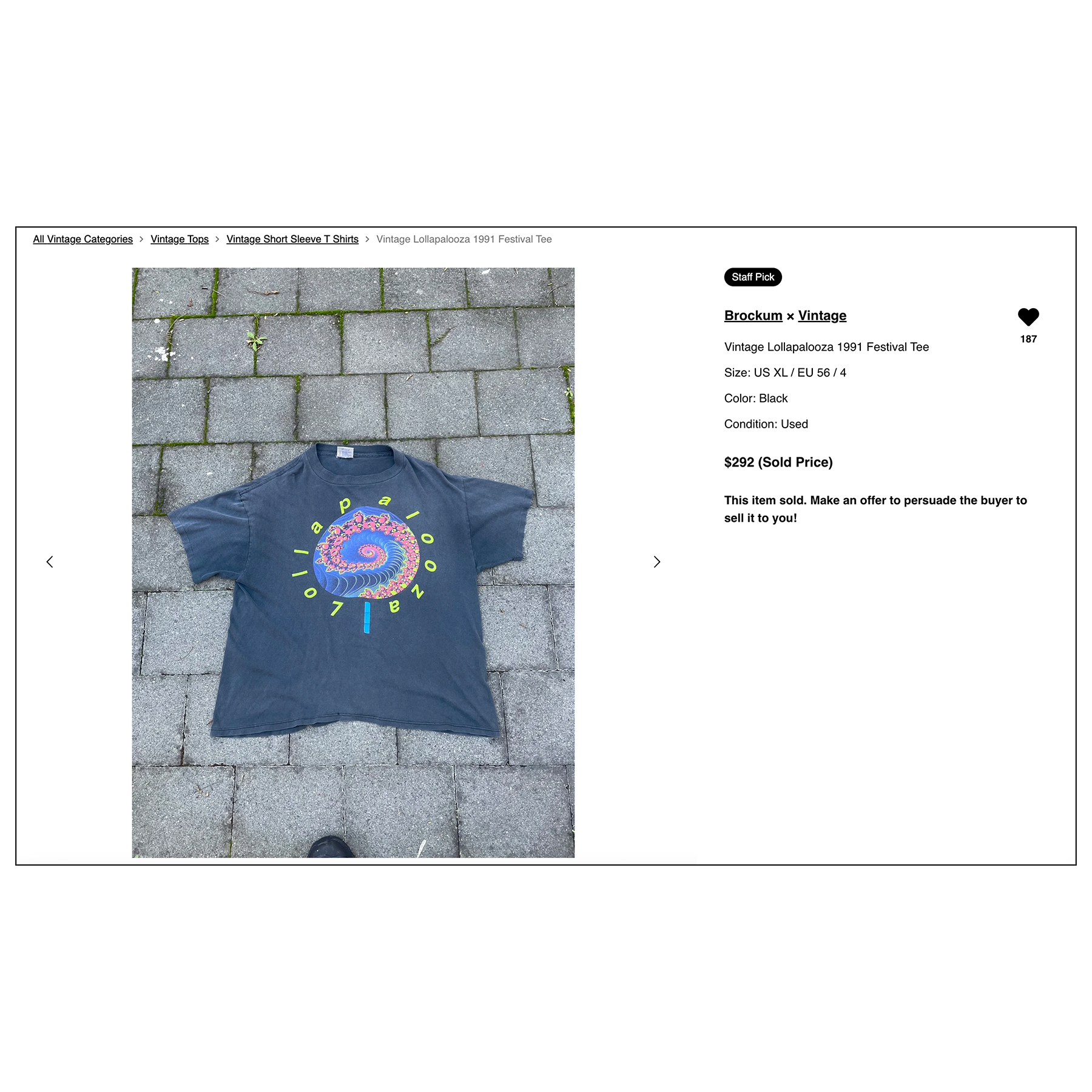 Vintage 1991 Lollapalooza Tee