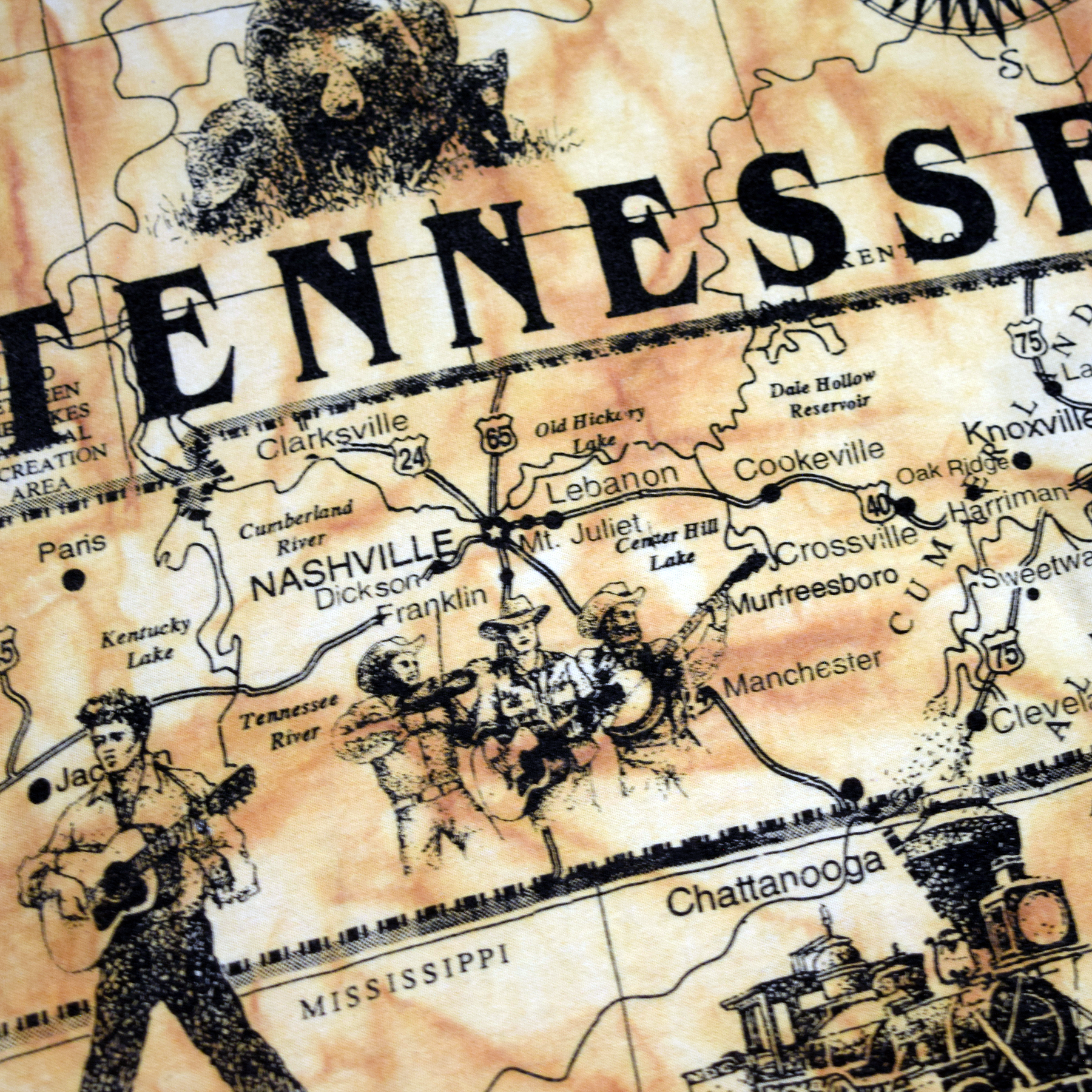 Vintage 1992 Tennessee AOP Map Tee