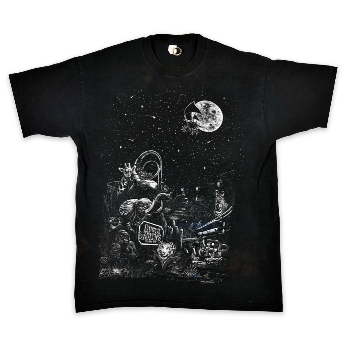 Vintage 1995 Busch Gardens Animals Space AOP Tee