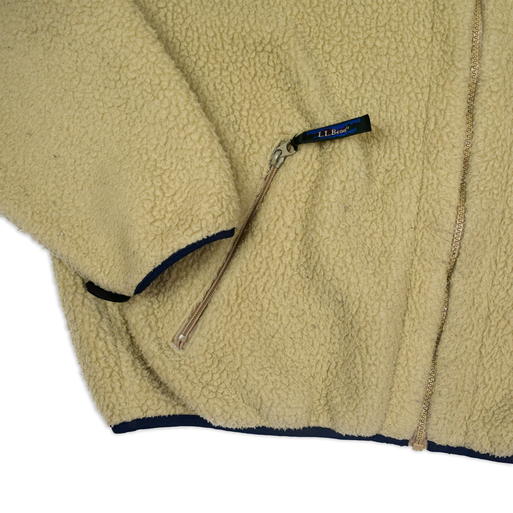 Vintage 1990s L.L. Bean Deep Pile Oatmeal Sherpa Fleece Full Zip