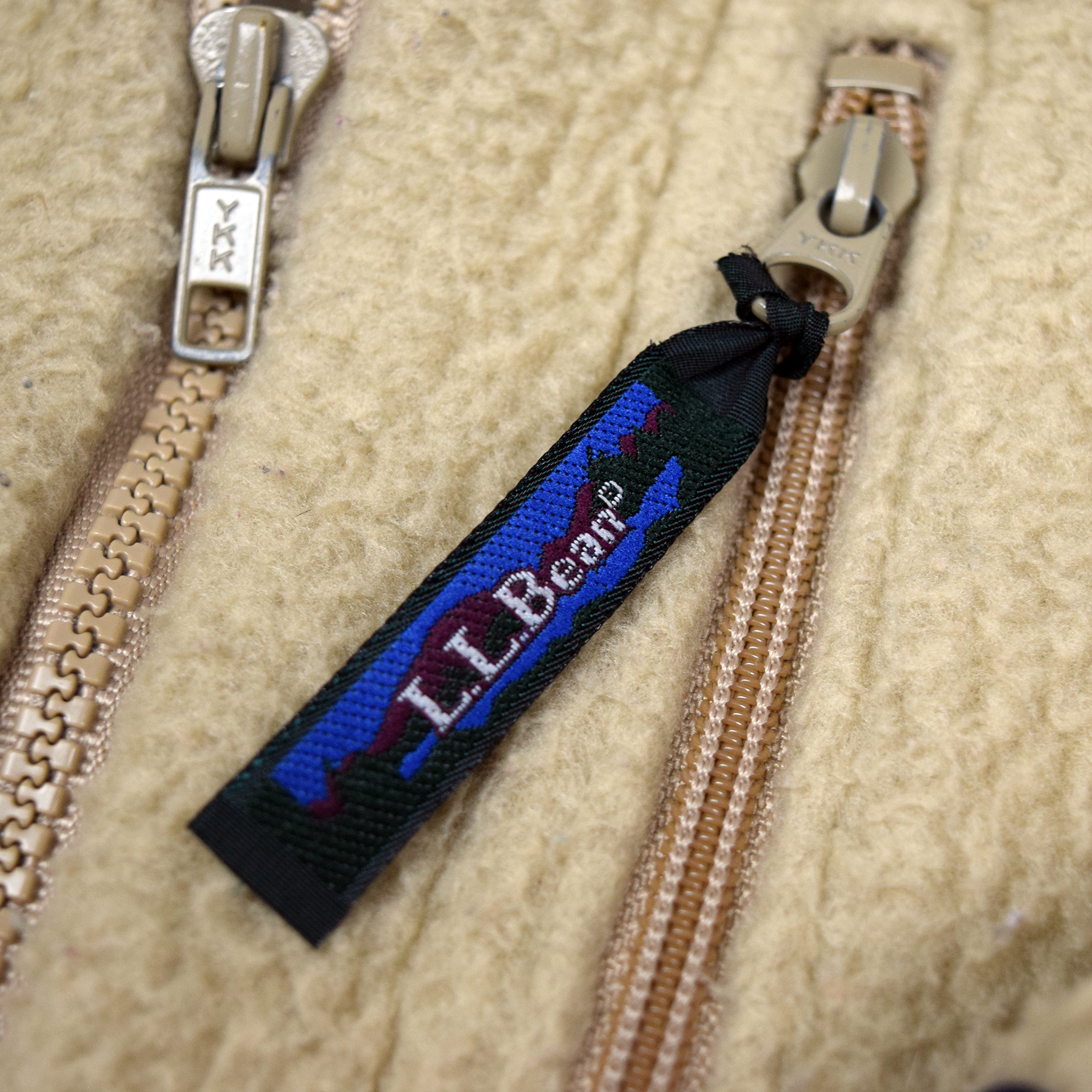 Vintage 1990s L.L. Bean Deep Pile Oatmeal Sherpa Fleece Full Zip
