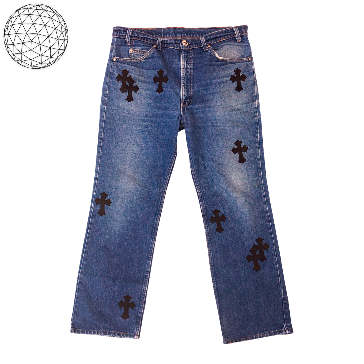 Chrome Hearts Cross Patch Denim Orange Tab 517s