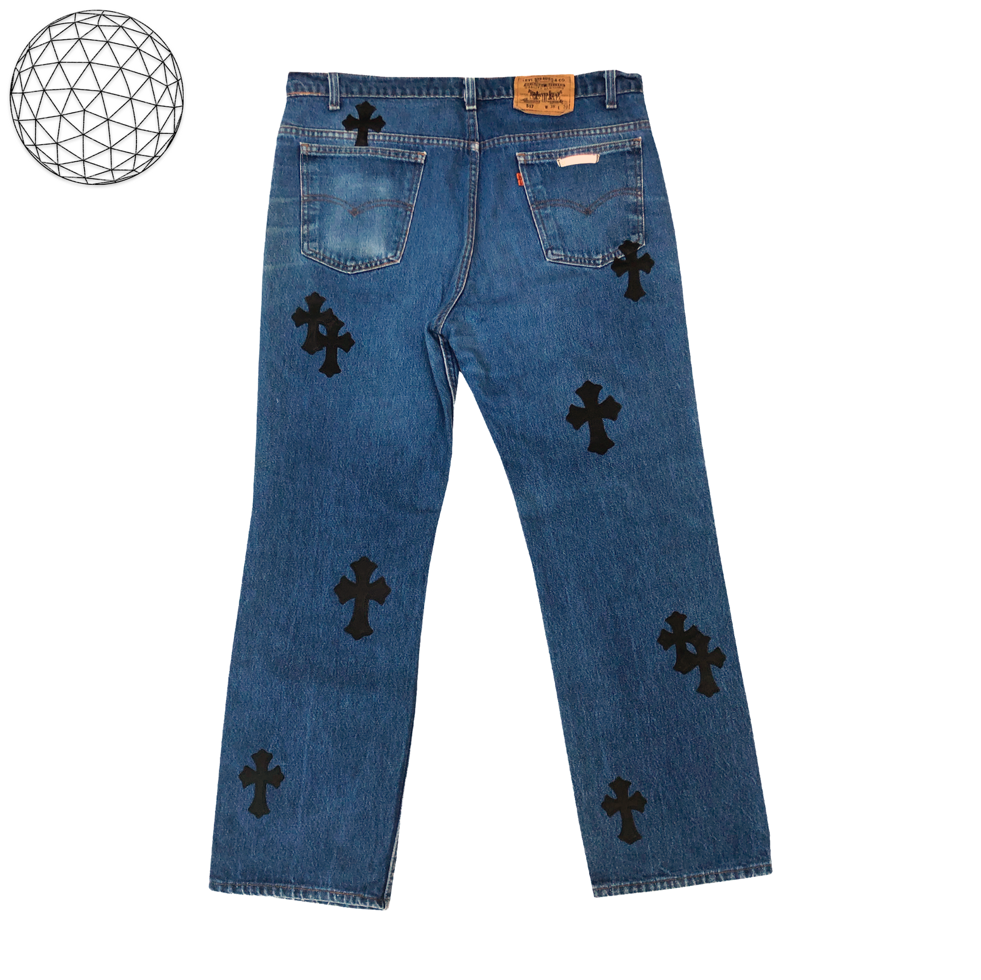 Chrome Hearts Cross Patch Denim Orange Tab 517s