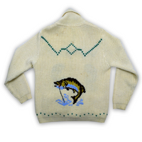 Vintage 1960s Fishing Knit Cowichan Sweater